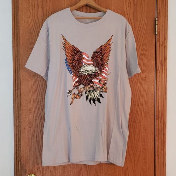 New in Pkg  - "I Love My Freedom" Eagle American Flag Patriotic T-Shirt Sz XL - Picture 1 of 3